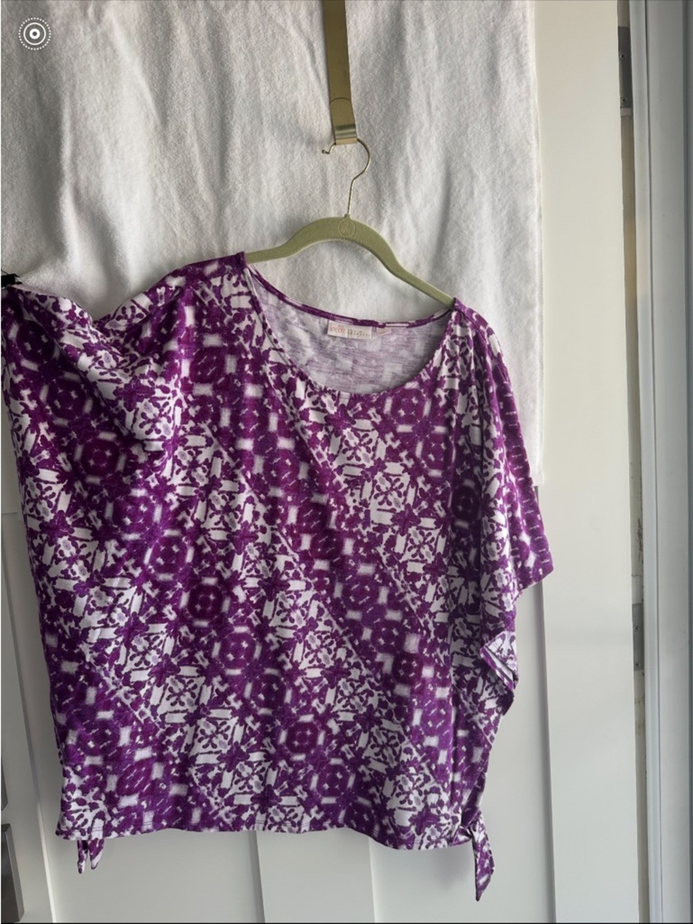 Belle by Kim Gravel Purple and White Patterned Scoop Neck Tunic